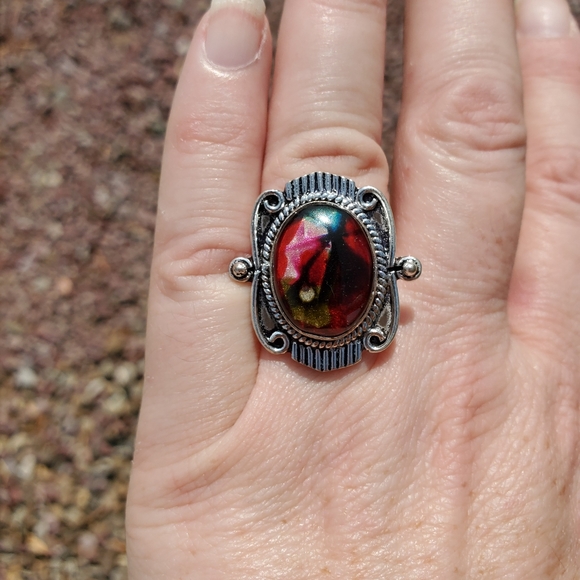 New Dichroic Glass Silver Ring. - Picture 1 of 11